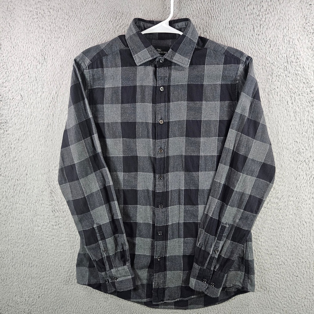 Rodd & Gunn Mens Grey Black Buffalo Check Button Down Shirt Sports Fit Small